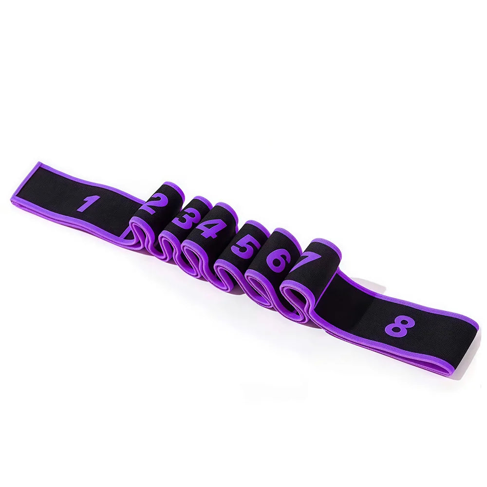 Ceinture d'étirement pour danse, Yoga, 8 sections, Pilates, Fitness, Tension, élasticité numérique, bande de résistance élastique latine