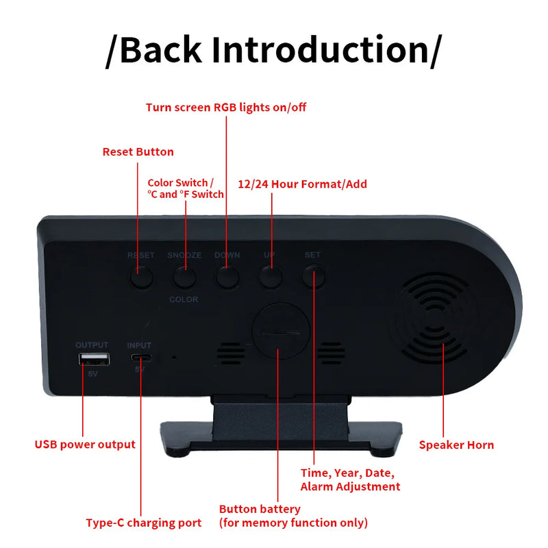 Réveil décoratif alimenté en USB, sans pile