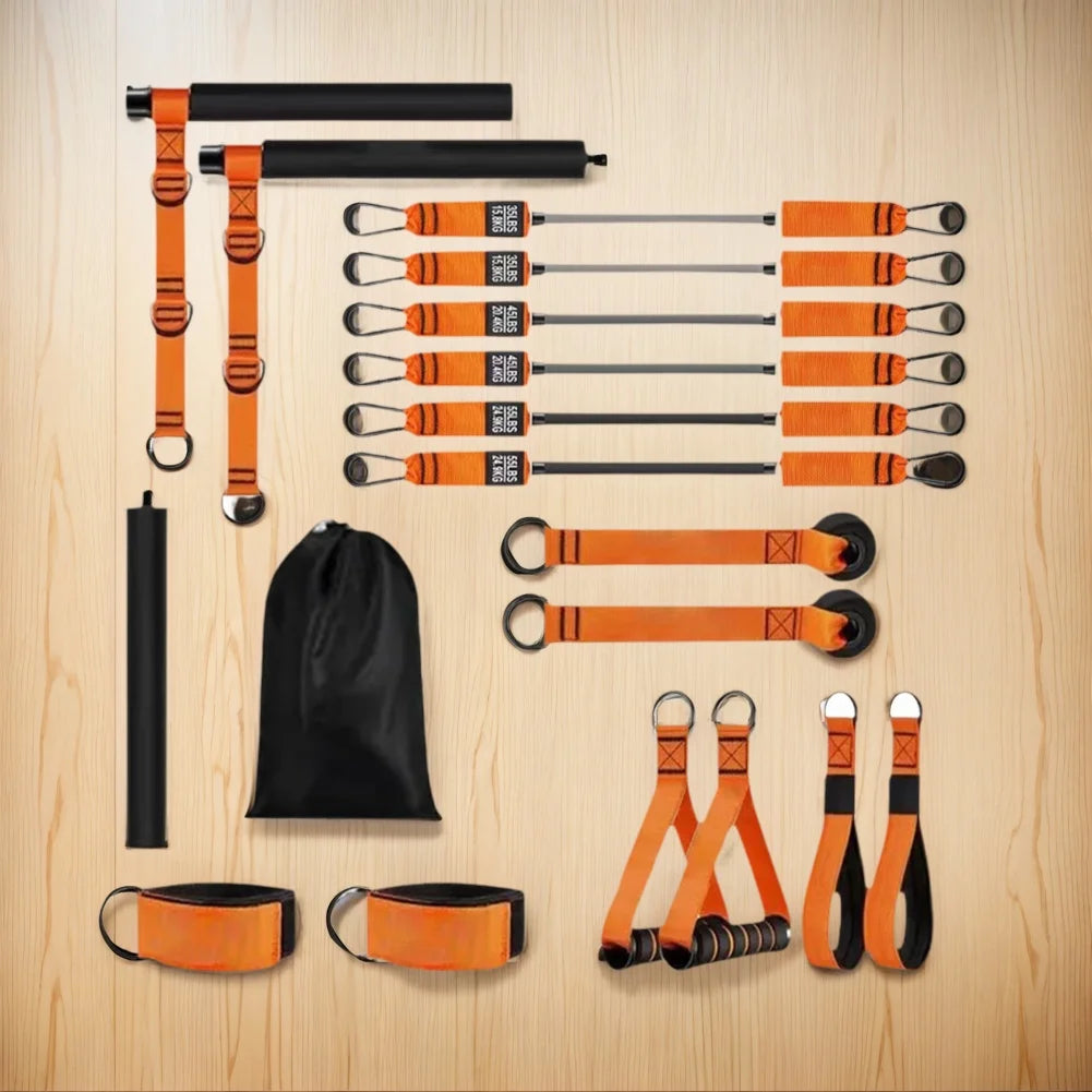 Kit de barre de Pilates avec bandes de résistance, équipement d'entraînement Pilates, bâton de Yoga Portable pour bras arrière de hanche, équipement d'entraînement complet du corps