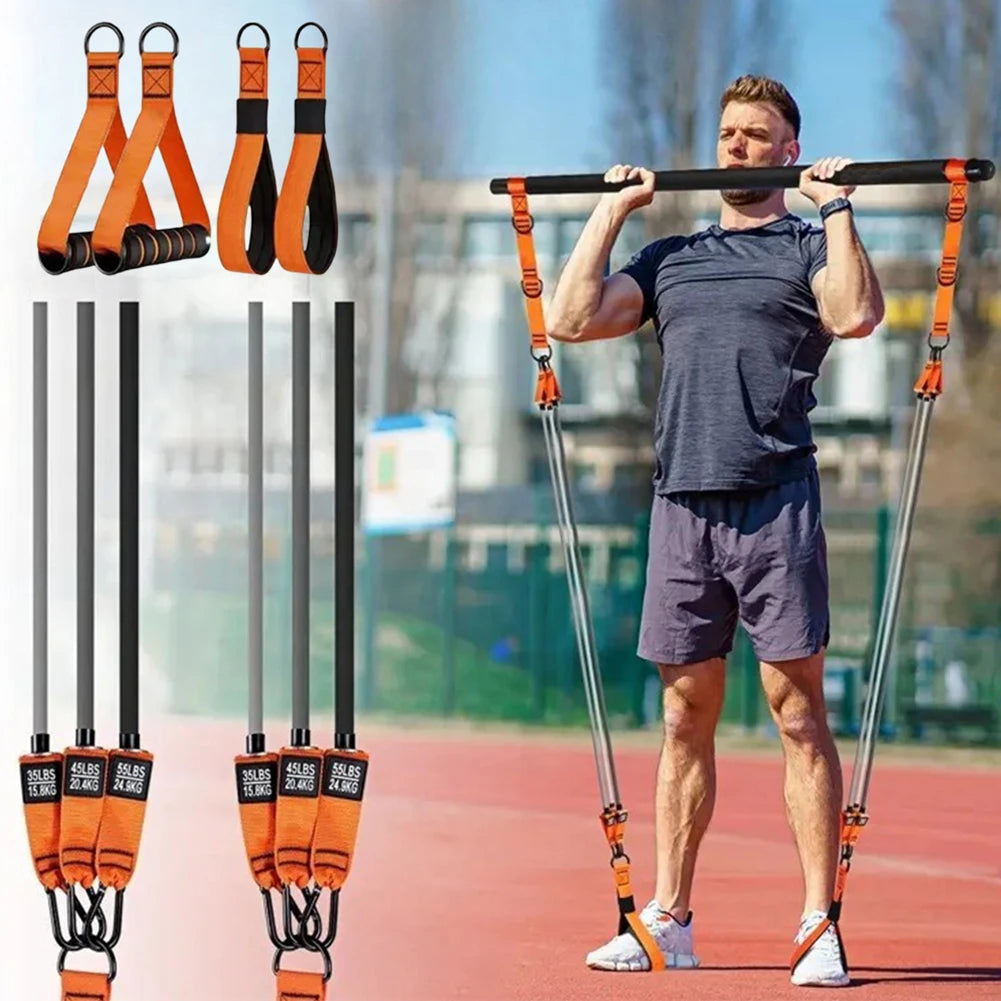 Kit de barre de Pilates avec bandes de résistance, équipement d'entraînement Pilates, bâton de Yoga Portable pour bras arrière de hanche, équipement d'entraînement complet du corps