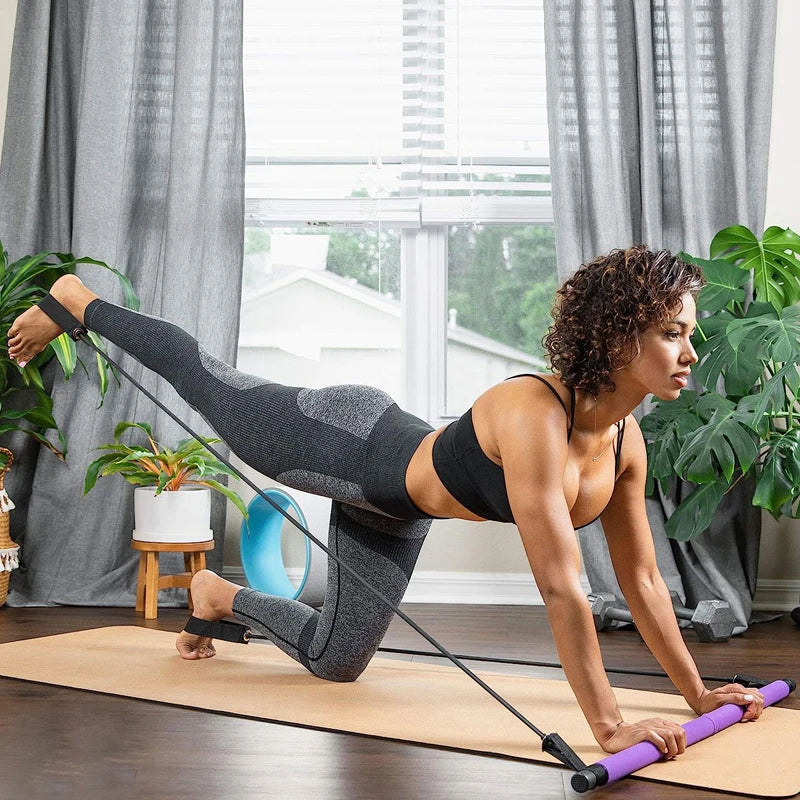 Combinaison de barre de Pilates multifonctionnelle, barre de Fitness, Yoga, Expansion de la poitrine, corde de Tension, entraîneur arrière, corde élastique, ceinture d'étirement