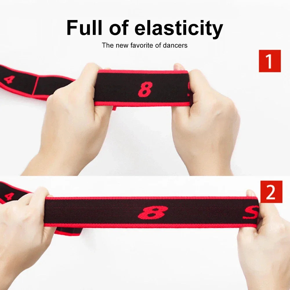 Ceinture d'étirement pour danse, Yoga, 8 sections, Pilates, Fitness, Tension, élasticité numérique, bande de résistance élastique latine