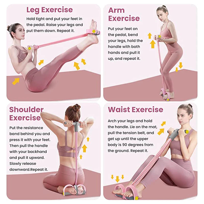 Bandes de résistance, extracteur de pédale de Yoga à 4 tubes, corde de traction élastique, équipement de Fitness pour l'entraînement de l'abdomen, de la taille et des bras