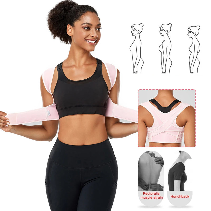Correcteur de posture à 4 sangles ajustables aux épaules et à l'abdomen