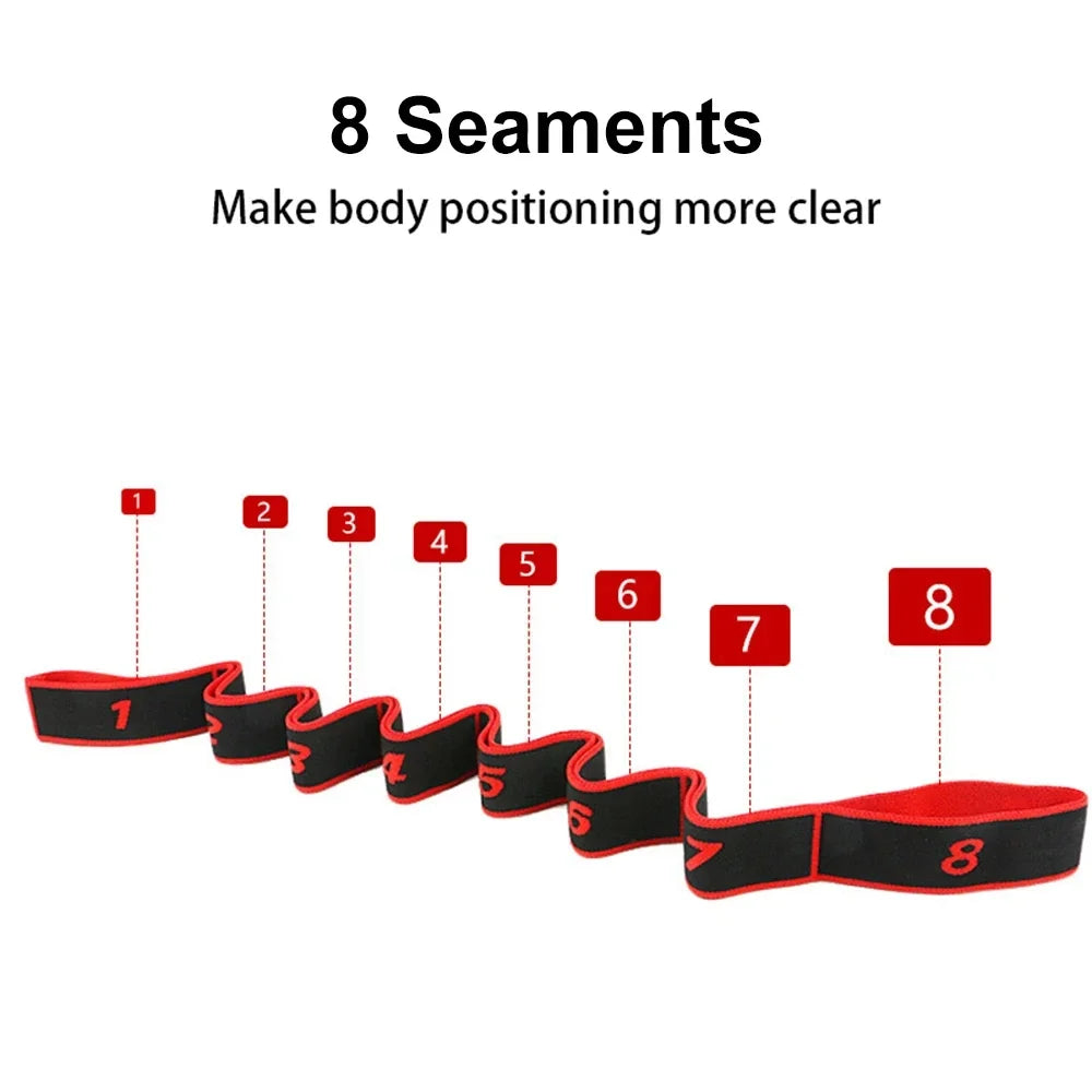 Ceinture d'étirement pour danse, Yoga, 8 sections, Pilates, Fitness, Tension, élasticité numérique, bande de résistance élastique latine