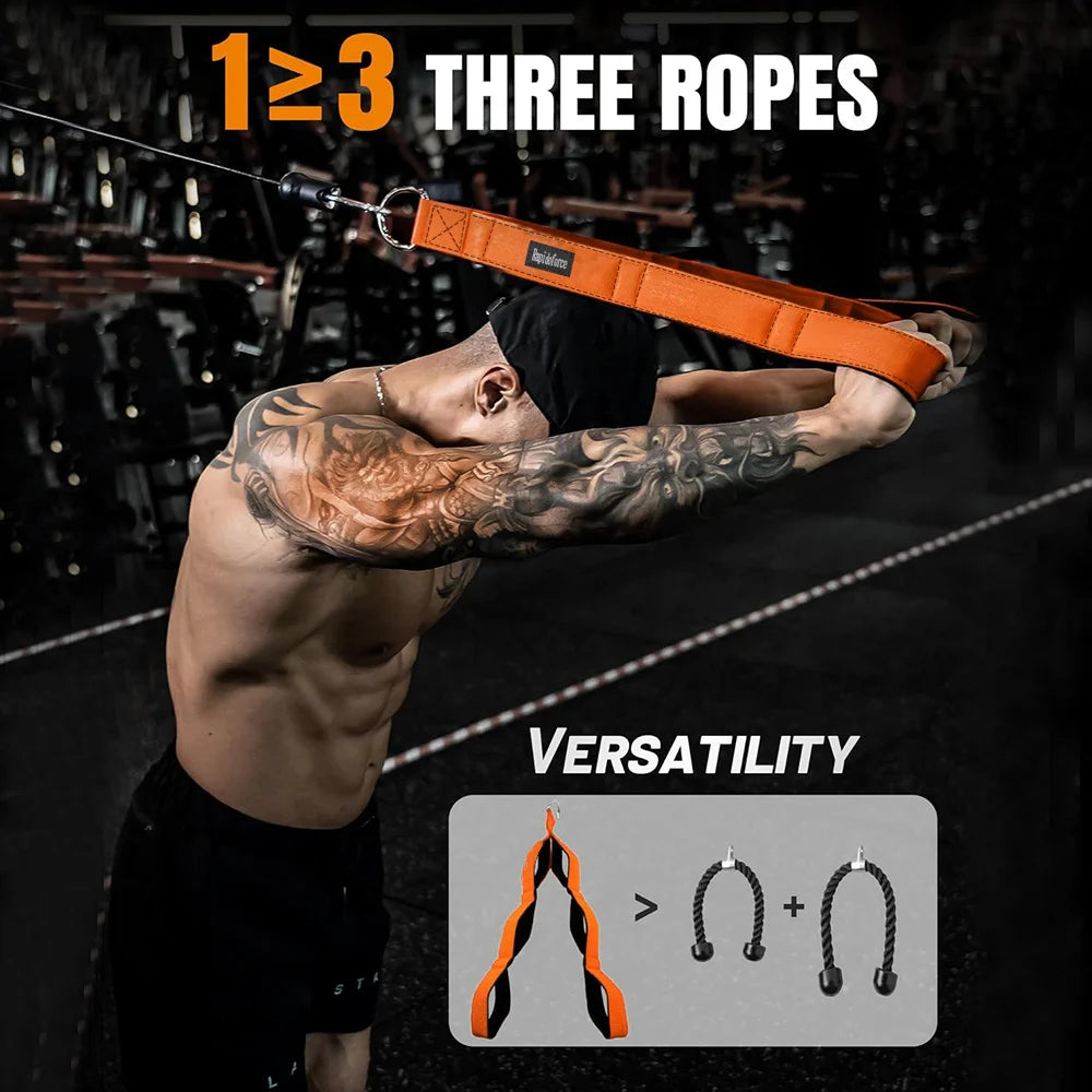 Poignée de connexion de corde de triceps à 6 anneaux - corde d'entraînement robuste, longueur réglable adaptée aux pompes et aux abdominaux