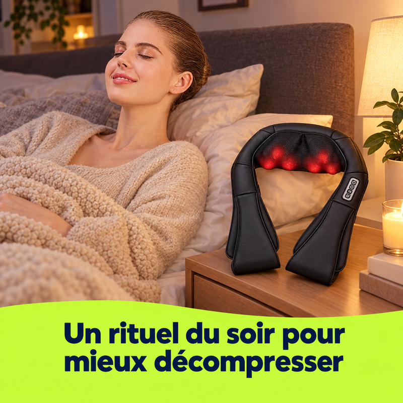 ShiatsuFlex posé sur une table de chevet, rituel détente du soir