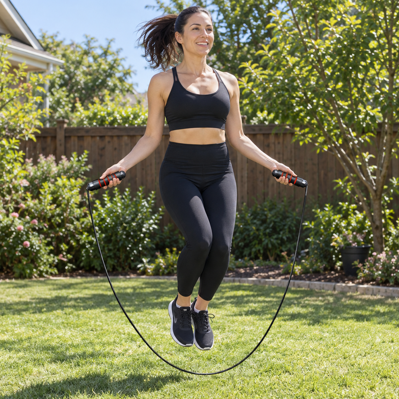 Personne faisant du cardio avec la corde à sauter SpeedJump