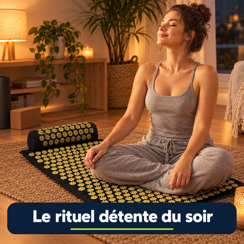 Le rituel détente du soir avec le tapis d'acupression AcuLotus
