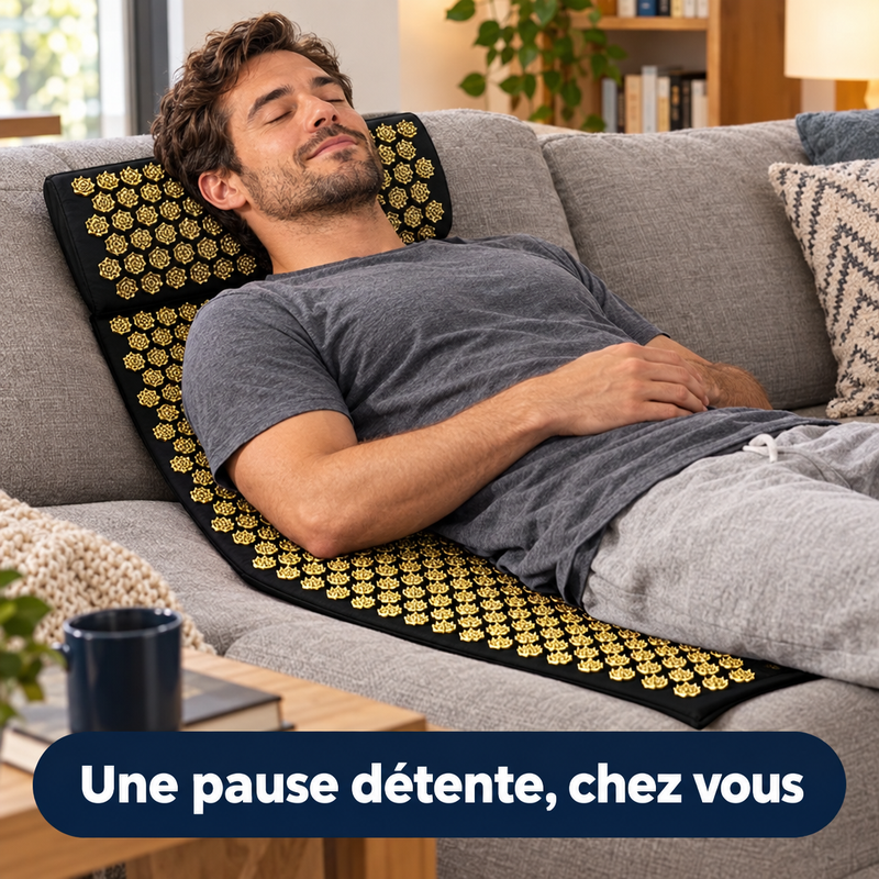 Une pause détente, chez vous, avec le tapis d'acupression AcuLotus