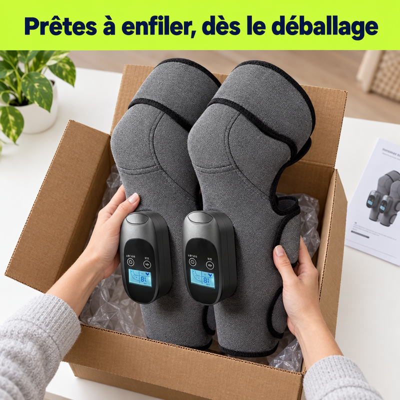 Déballage des bottes de compression PressoFlow, prêtes à enfiler