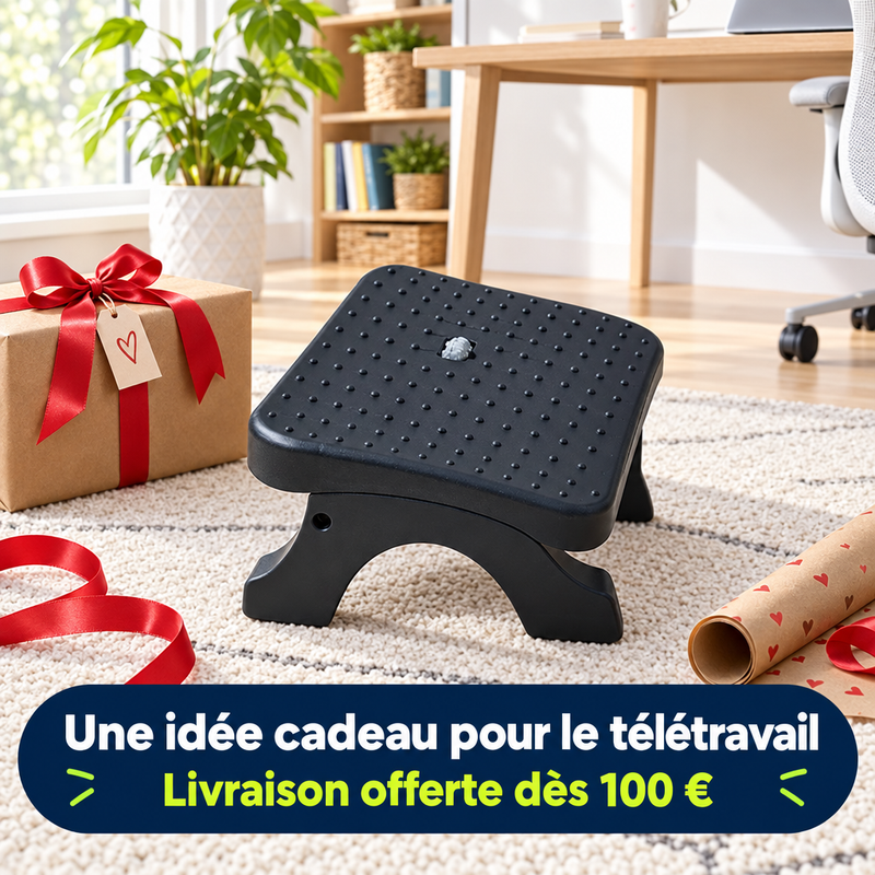 Idée cadeau pour le télétravail : repose-pieds FootEase, livraison offerte dès 100 €