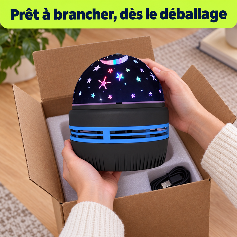 Déballage du projecteur StellaNuit, prêt à brancher