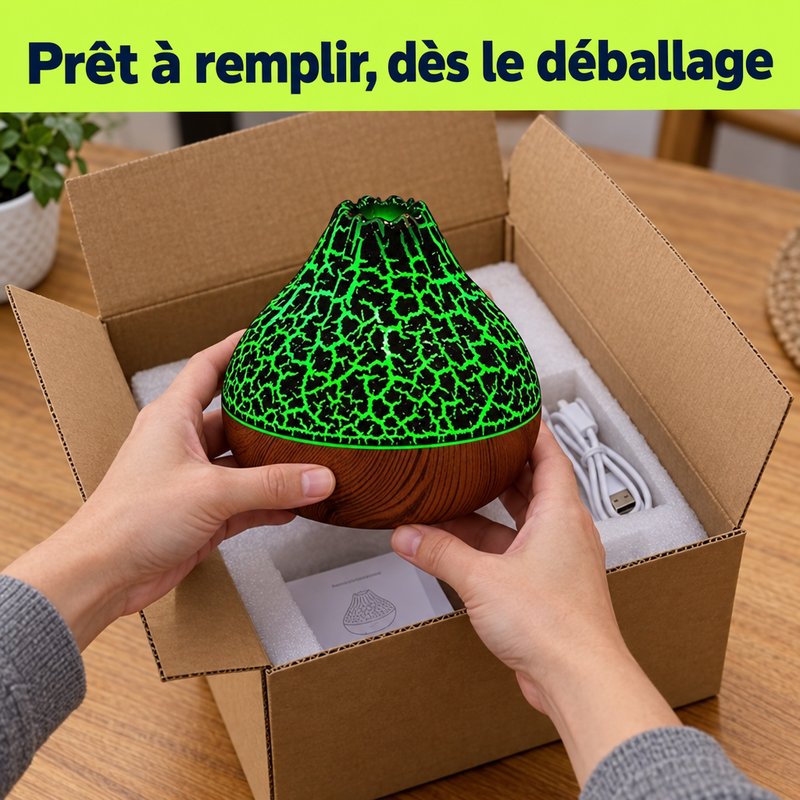 Déballage de l'humidificateur volcan VolcanMist, prêt à remplir