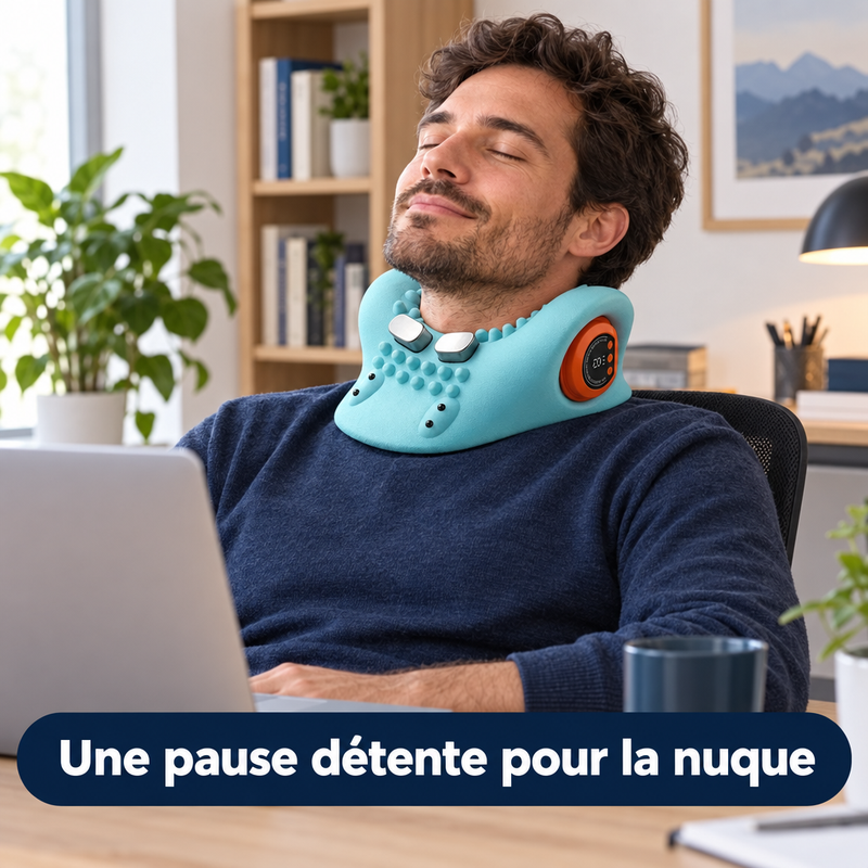 Une pause détente pour la nuque avec CerviRelief Max au bureau