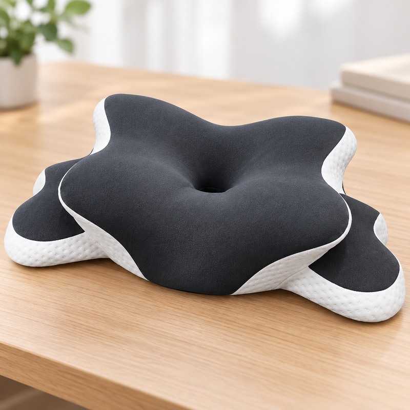 Gros plan sur l'oreiller de nuque NeckForm™ et sa forme ergonomique