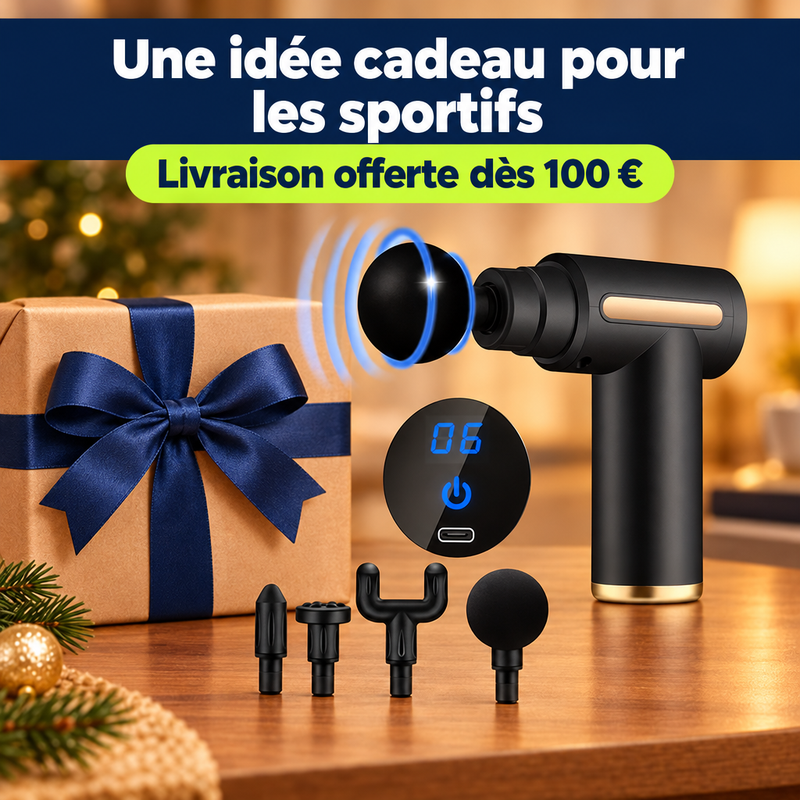 Idée cadeau pour les sportifs : pistolet de massage PulseRelief Pro™ - livraison offerte dès 100 €
