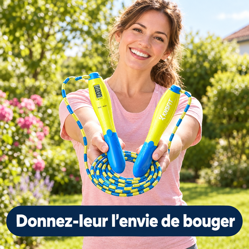 Maman tendant la corde à sauter BambouJump™ - donnez-leur l'envie de bouger