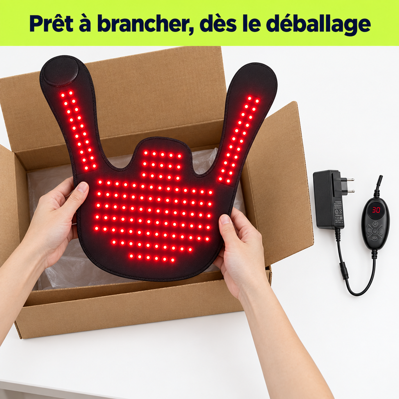 Déballage du coussin GlowRed, prêt à brancher dès le déballage