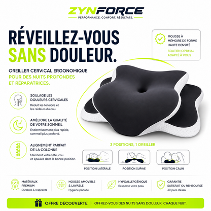 Oreiller Cervical Mousse Mémoire Forme C – Hauteur Réglable