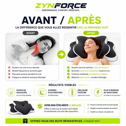 Oreiller Cervical Mousse Mémoire Forme C – Hauteur Réglable