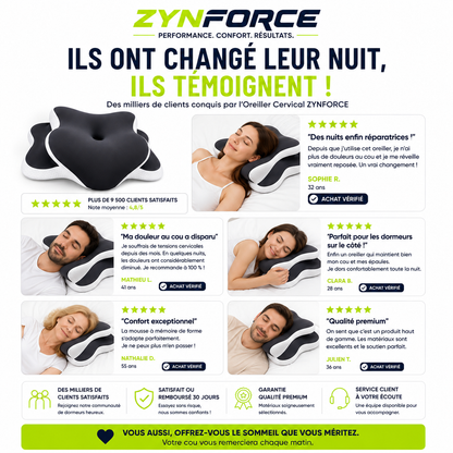 Oreiller Cervical Mousse Mémoire Forme C – Hauteur Réglable