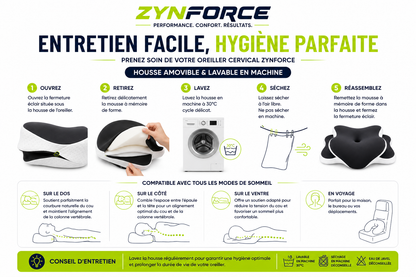 Oreiller Cervical Mousse Mémoire Forme C – Hauteur Réglable