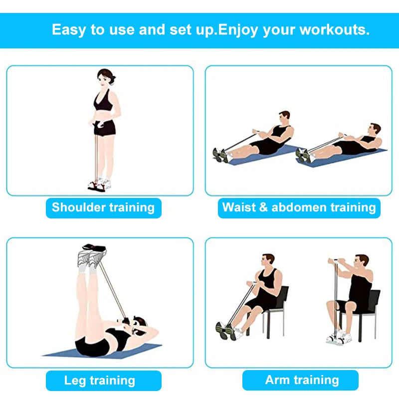 Bandes de résistance, extracteur de pédale de Yoga à 4 tubes, corde de traction élastique, équipement de Fitness pour l'entraînement de l'abdomen, de la taille et des bras