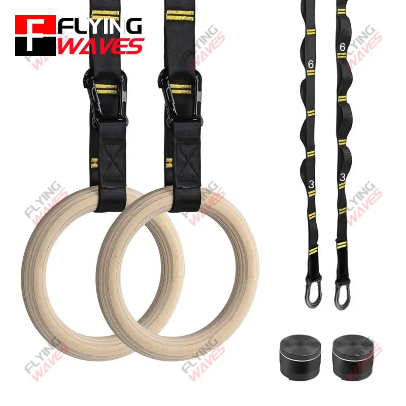 RingForce™ – Anneaux de Gymnastique en Bois Réglables