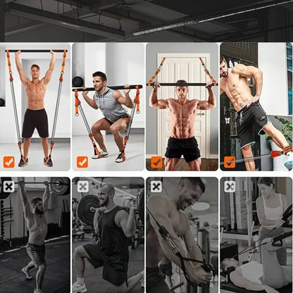 Kit de barre de Pilates avec bandes de résistance, équipement d'entraînement Pilates, bâton de Yoga Portable pour bras arrière de hanche, équipement d'entraînement complet du corps