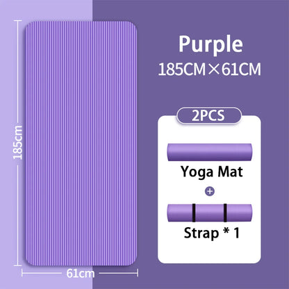 Tapis de yoga NBR 8 mm antidérapant et épaissi pour débutants, tapis de yoga à domicile pour le sport, la danse, le fitness, équipement de sol