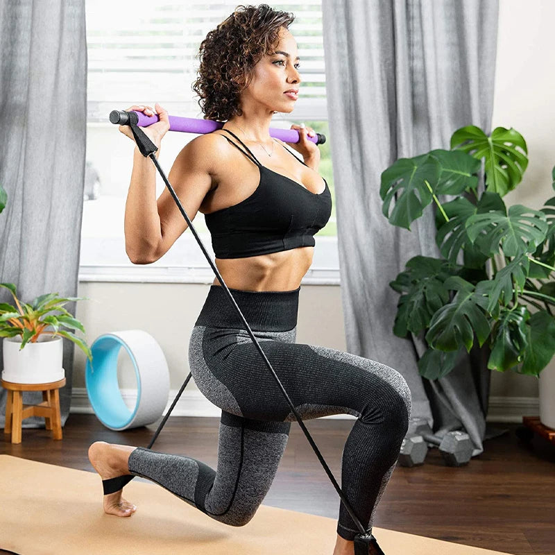 Combinaison de barre de Pilates multifonctionnelle, barre de Fitness, Yoga, Expansion de la poitrine, corde de Tension, entraîneur arrière, corde élastique, ceinture d'étirement