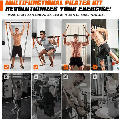 Kit de barre de Pilates avec bandes de résistance, équipement d'entraînement Pilates, bâton de Yoga Portable pour bras arrière de hanche, équipement d'entraînement complet du corps