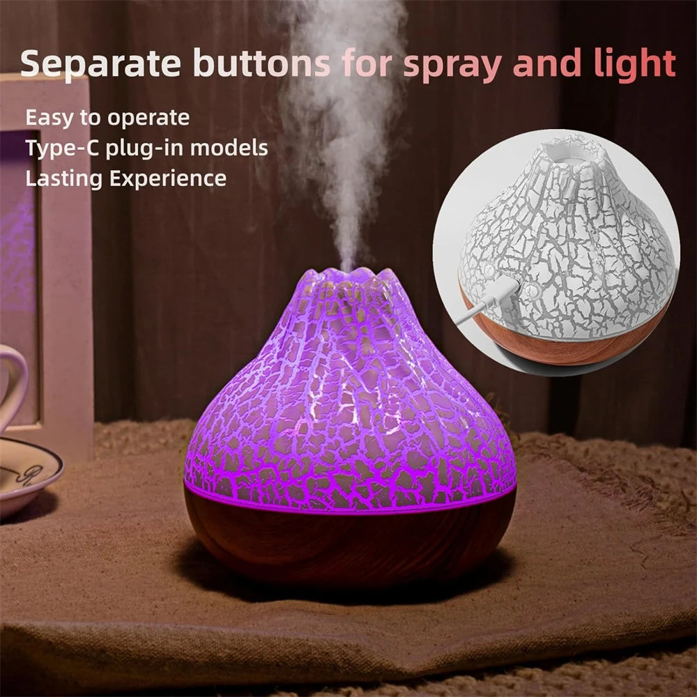 Humidificateur Volcanique 300ml – Diffuseur Aromàthérapie & Veilleuse 7 Couleurs