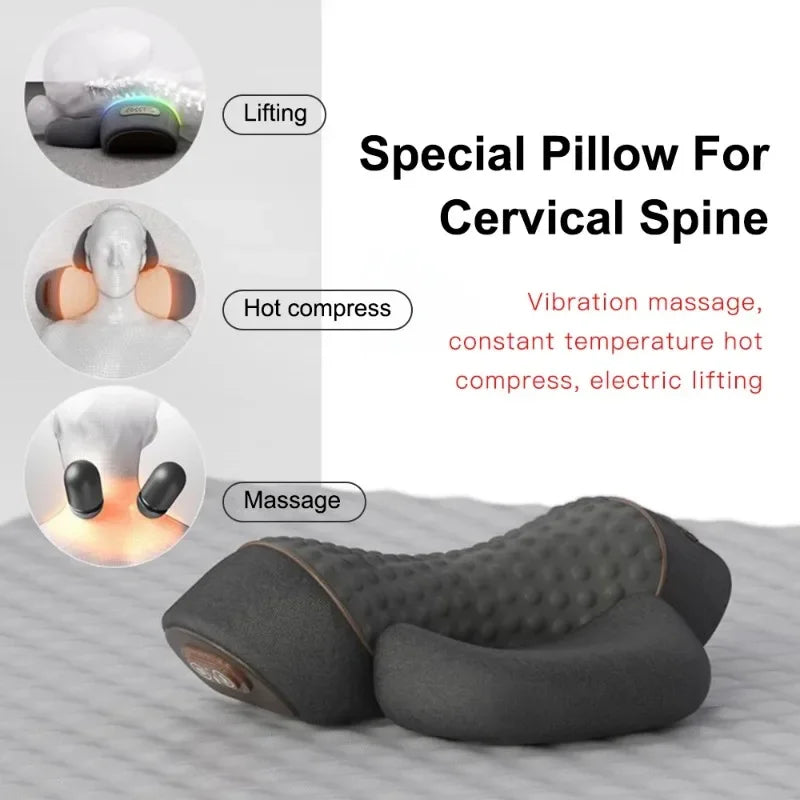Oreiller Masseur Cervical Chauffant – Traction & Vibration