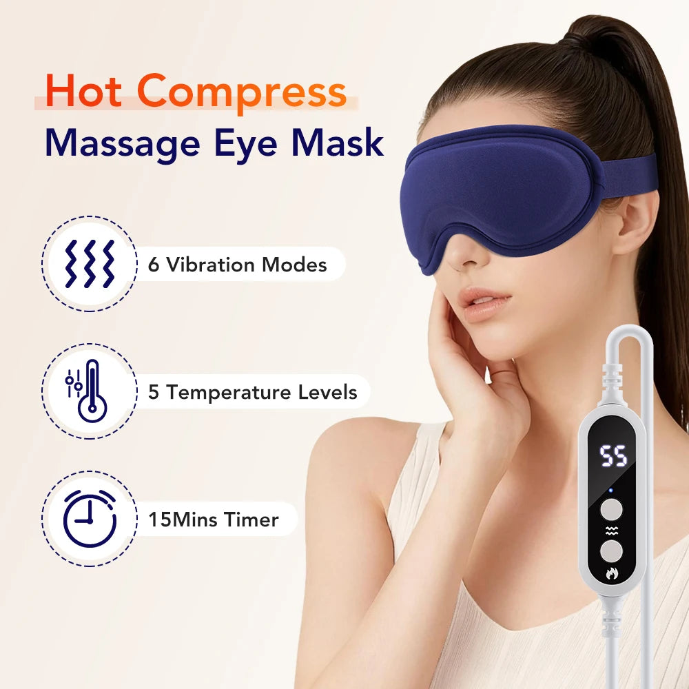 Masque Oculaire Chauffant USB 3D – Massage Vibrant & Anti-Fatigue