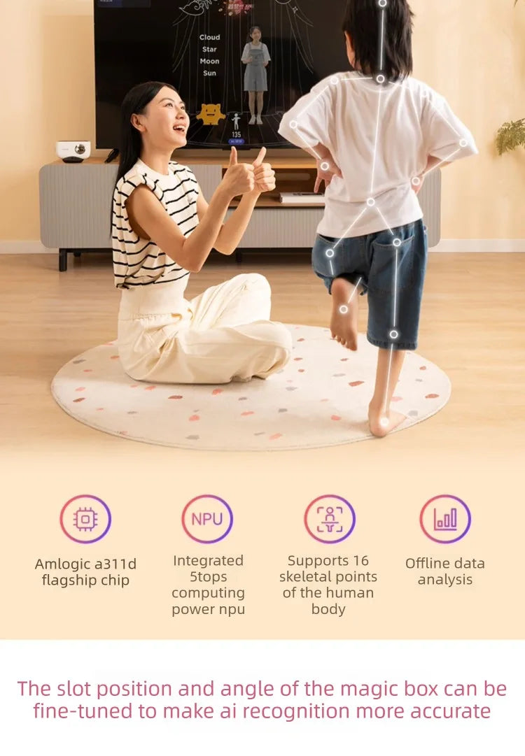 Boîte magique de fitness AI, exercice intelligent par stimulation sensorielle, projection TV, console de jeu, machine de danse, équipement de fitness à domicile