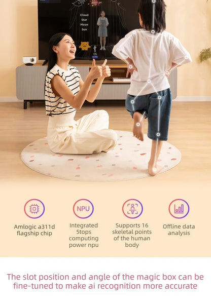 Boîte magique de fitness AI, exercice intelligent par stimulation sensorielle, projection TV, console de jeu, machine de danse, équipement de fitness à domicile
