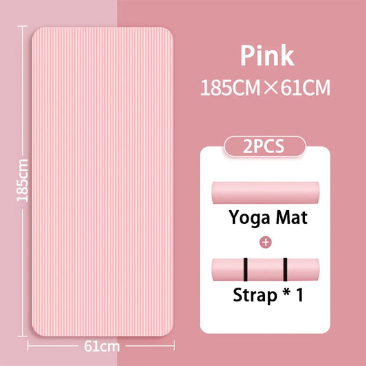 Tapis de yoga NBR 8 mm antidérapant et épaissi pour débutants, tapis de yoga à domicile pour le sport, la danse, le fitness, équipement de sol