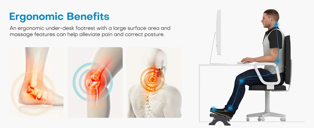 Repose-pieds Ergonomique – Rouleaux Massage & Hauteur Réglable