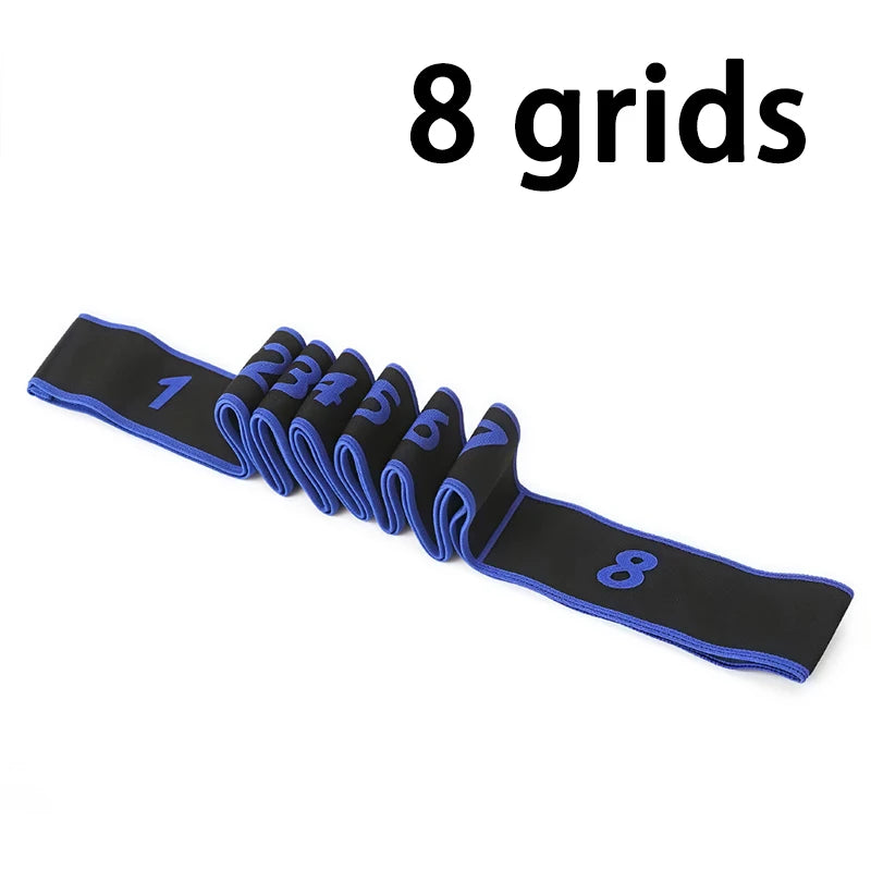 Ceinture d'étirement pour danse, Yoga, 8 sections, Pilates, Fitness, Tension, élasticité numérique, bande de résistance élastique latine