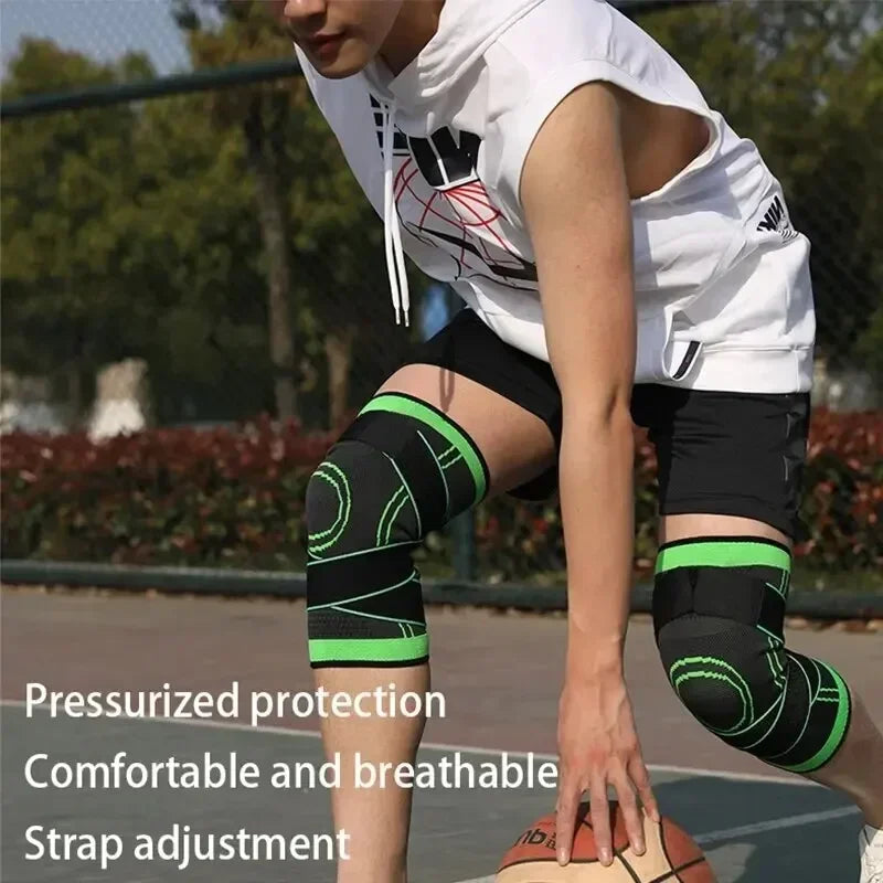 Manchon de compression du genou avec bretelles réglables pour courir, travailler et tenue sportive toute la journée