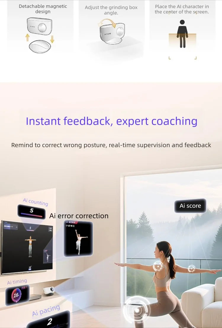 Boîte magique de fitness AI, exercice intelligent par stimulation sensorielle, projection TV, console de jeu, machine de danse, équipement de fitness à domicile