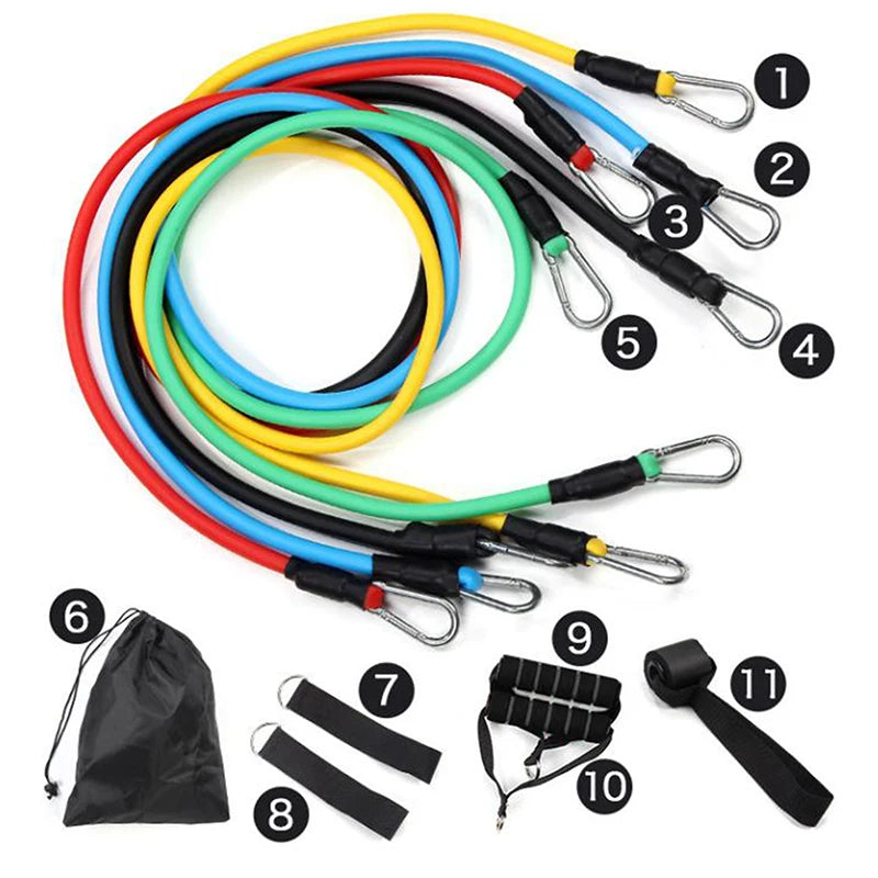 Ensemble de 11 sangles d'entraînement musculaire, sangle de Tension multifonctionnelle, harnais d'entraînement de Tension de Fitness, corde élastique