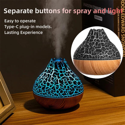Humidificateur Volcanique 300ml – Diffuseur Aromàthérapie & Veilleuse 7 Couleurs