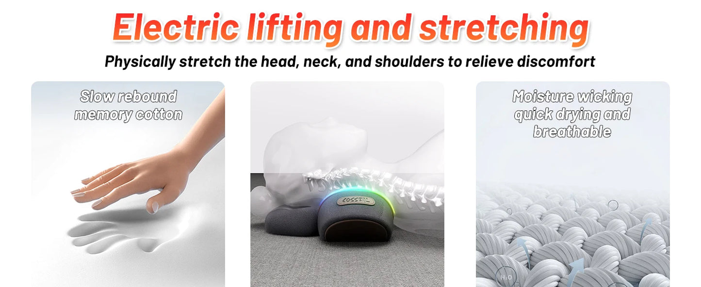 Oreiller Masseur Cervical Chauffant – Traction & Vibration