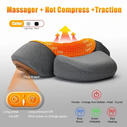 Oreiller Masseur Cervical Chauffant – Traction & Vibration