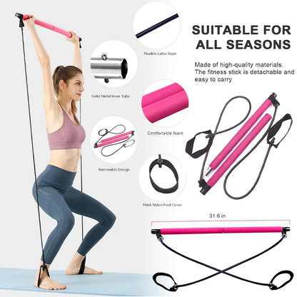 Combinaison de barre de Pilates multifonctionnelle, barre de Fitness, Yoga, Expansion de la poitrine, corde de Tension, entraîneur arrière, corde élastique, ceinture d'étirement