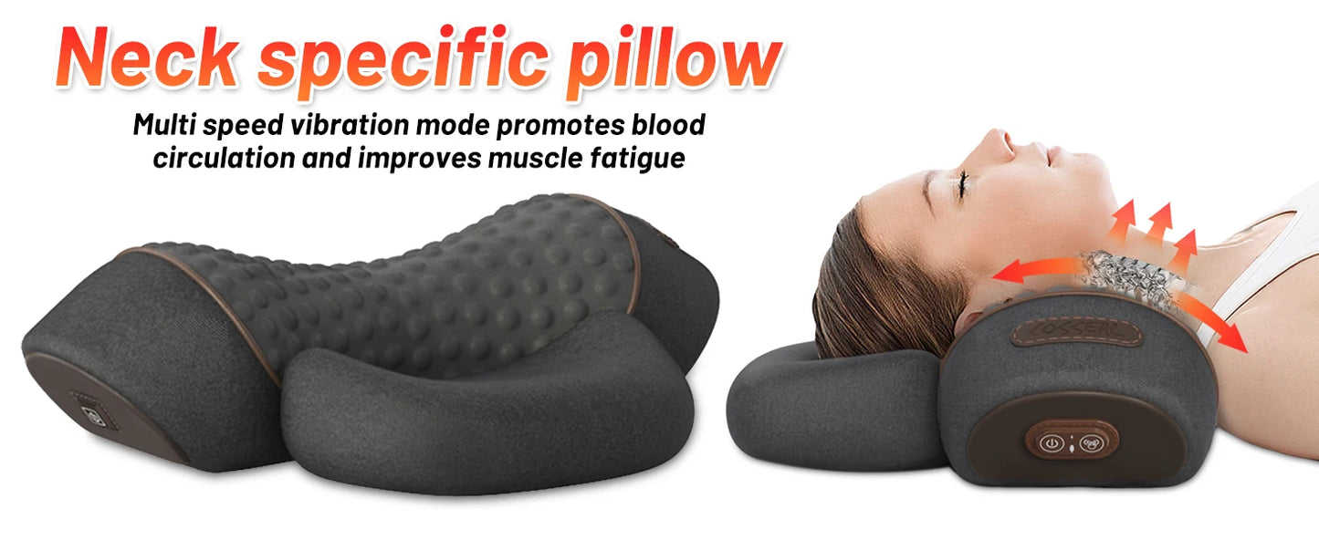 Oreiller Masseur Cervical Chauffant – Traction & Vibration