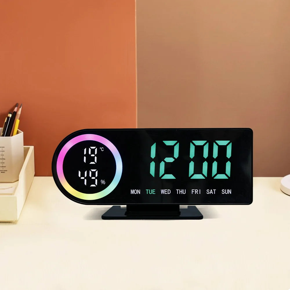 Réveil LED 7 Couleurs – Double Alarme, Température & USB